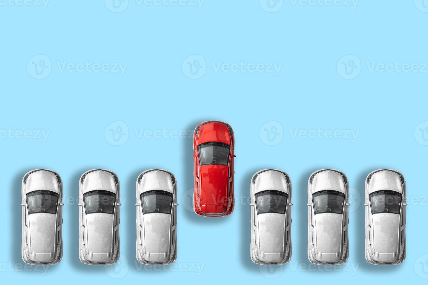 Concept idea of leadership car, top view - 3D illustration photo