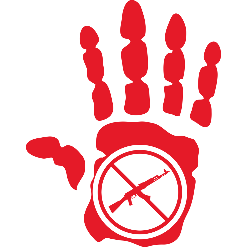 A red hand with a gun in it png