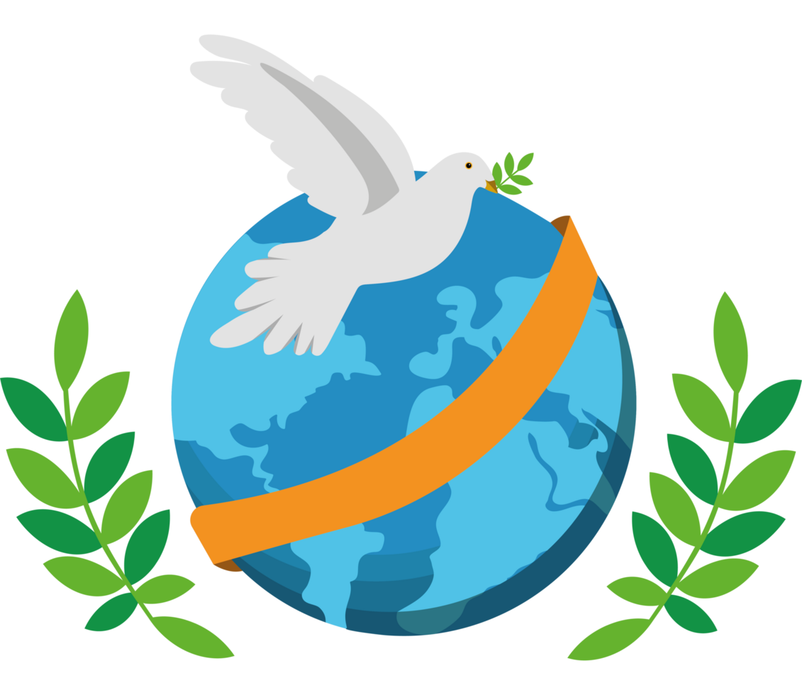 A dove with a ribbon around the earth png