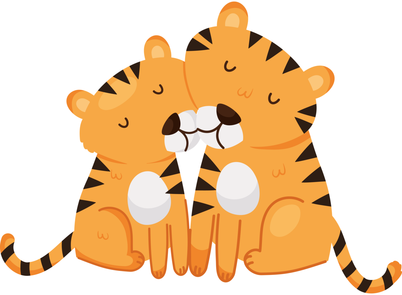 Two tigers hugging each other png