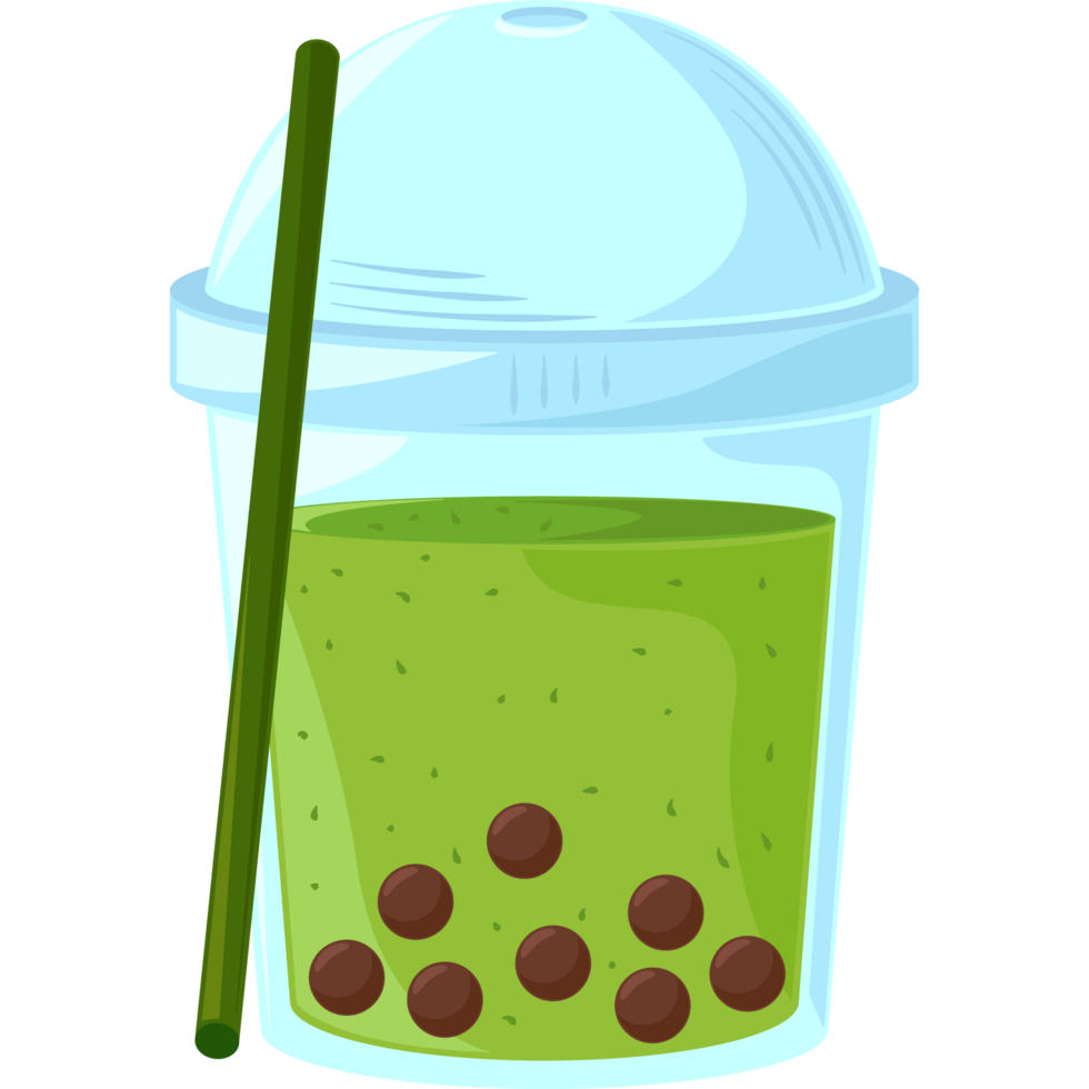 Bubble tea with milk and fruit png