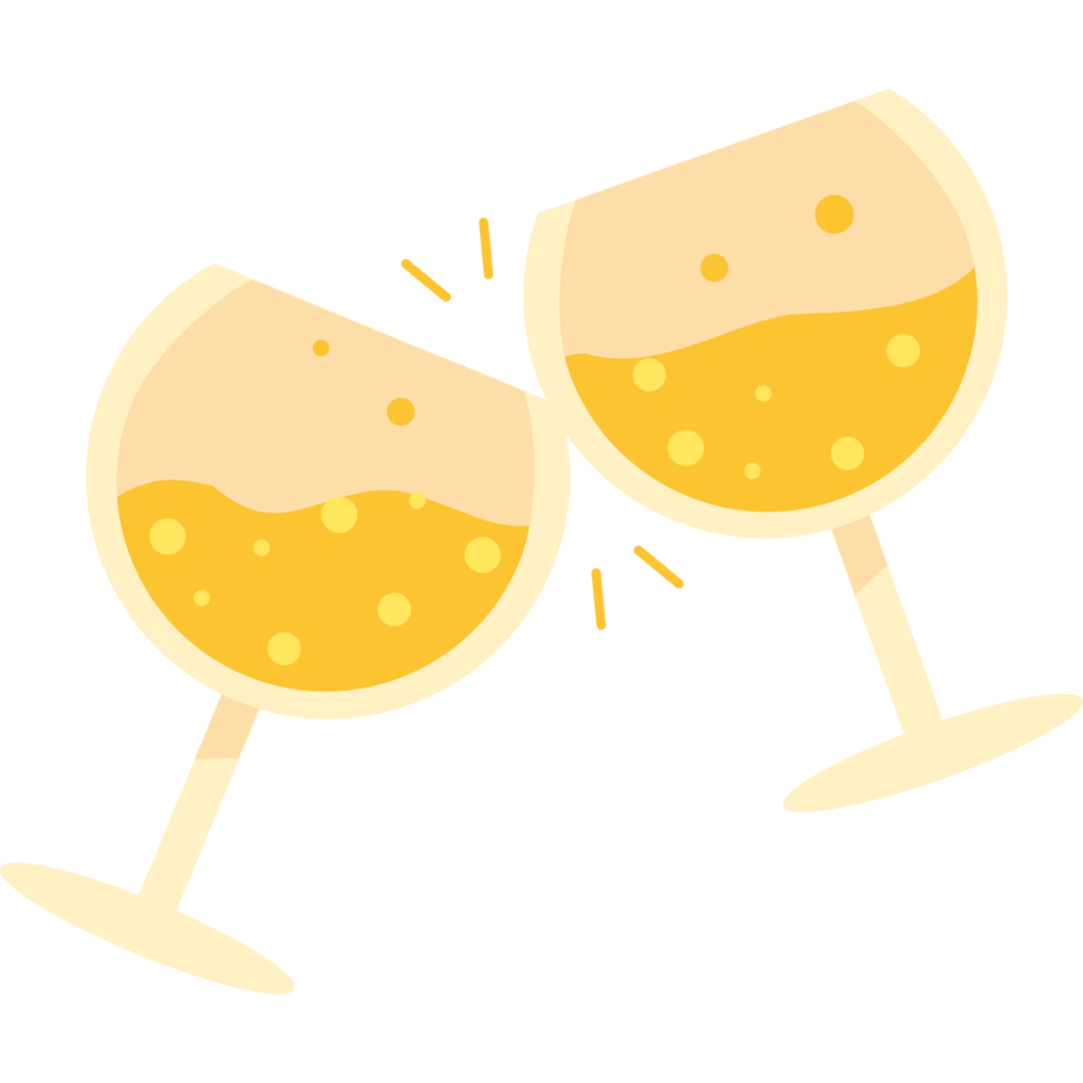 Two glasses of wine with bubbles on them png