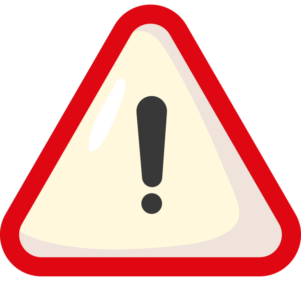 A red and white warning sign with an exclamation mark png