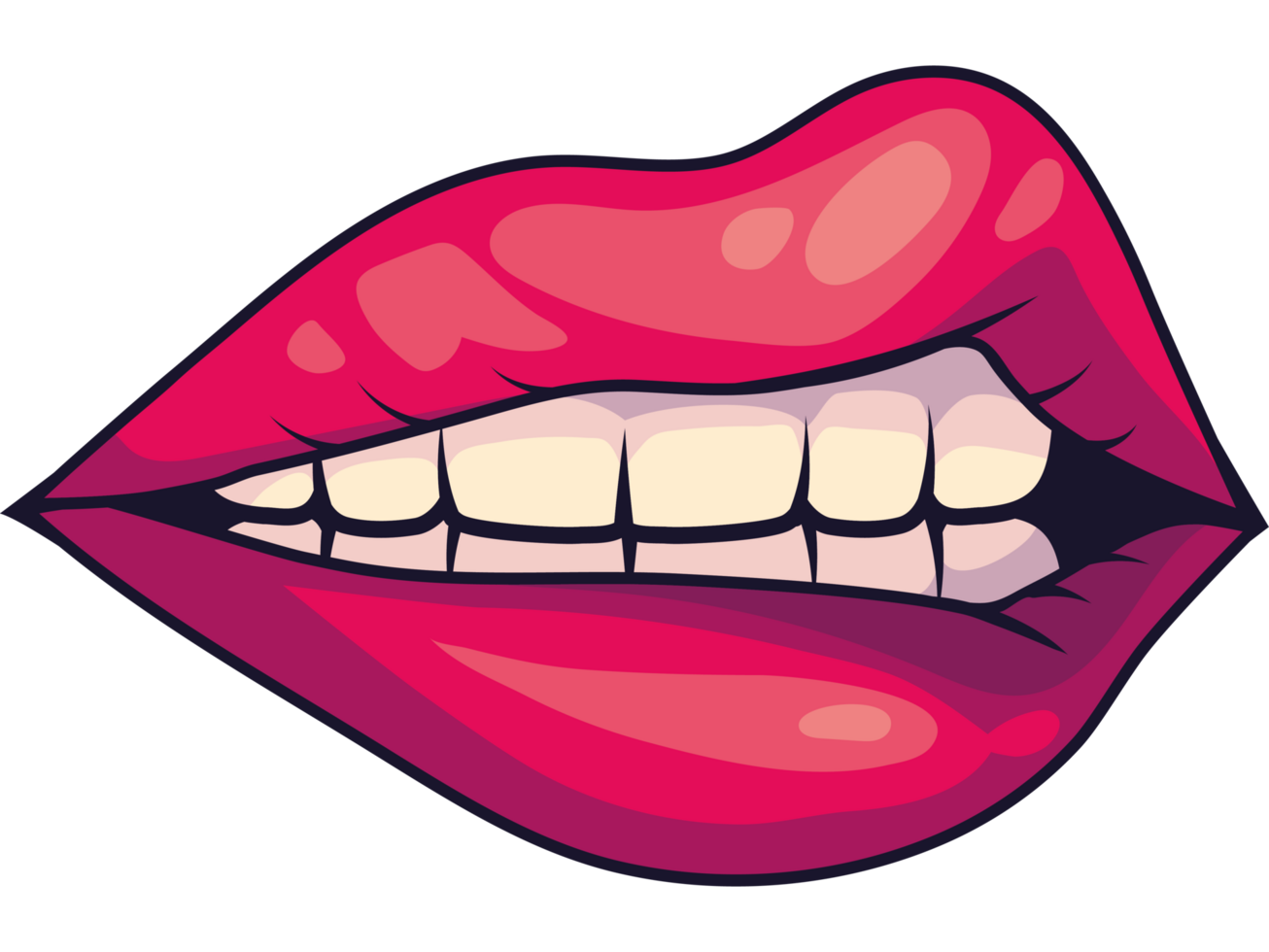 A cartoon mouth with teeth and a smile png