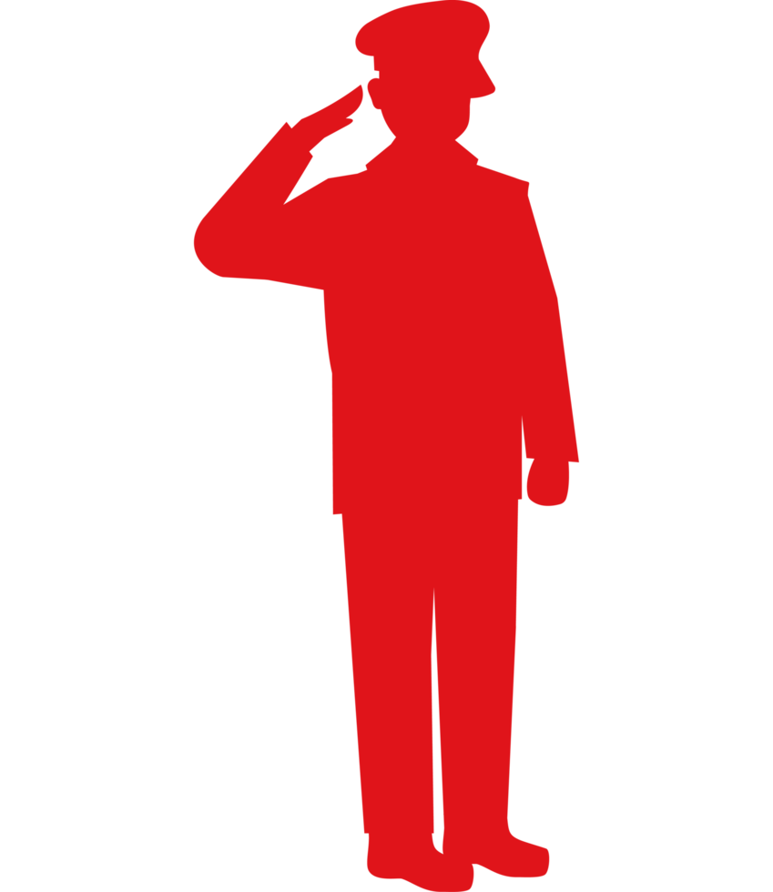 A silhouette of a man in uniform saluting png