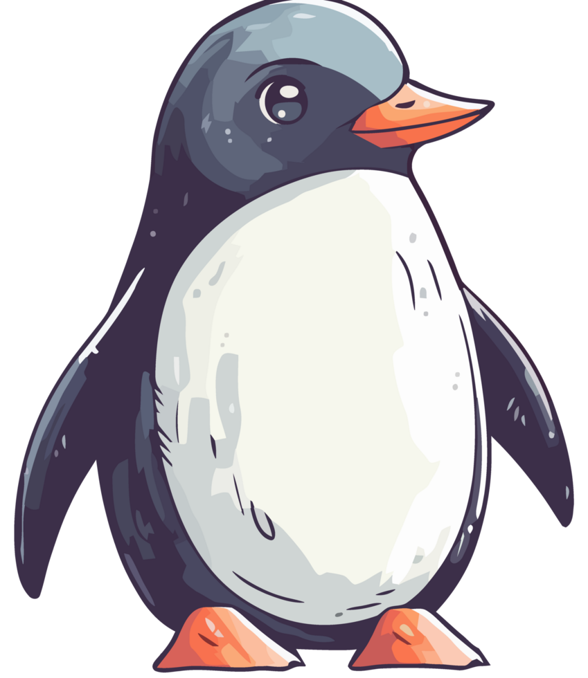 A penguin with a black and white body and orange beak png