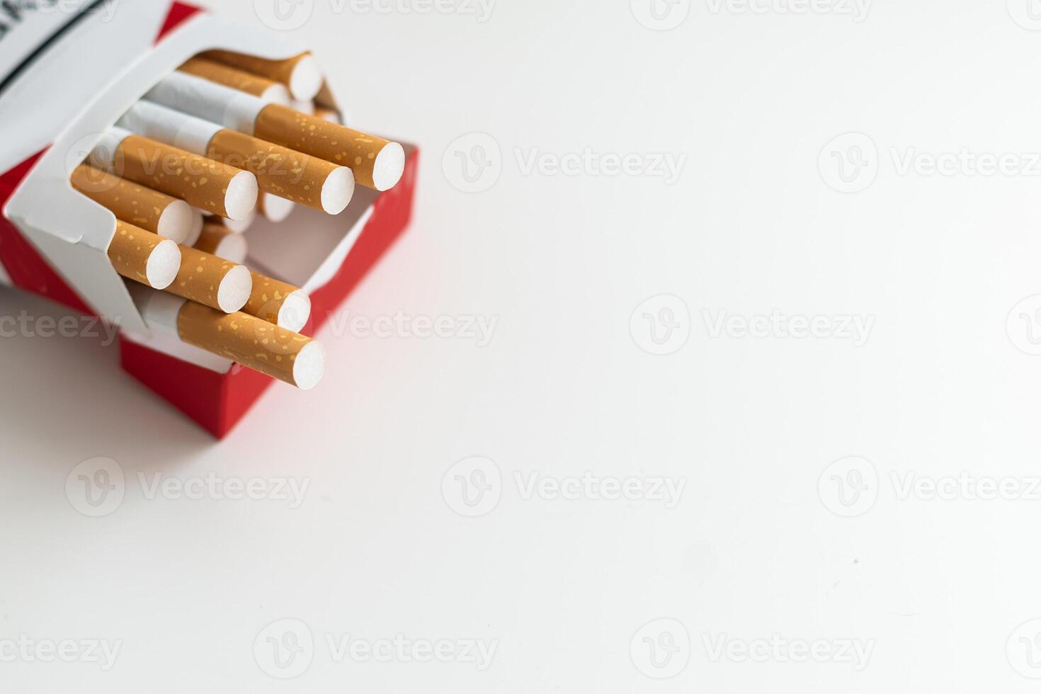 cigarette and cigarette box on white background isolated photo