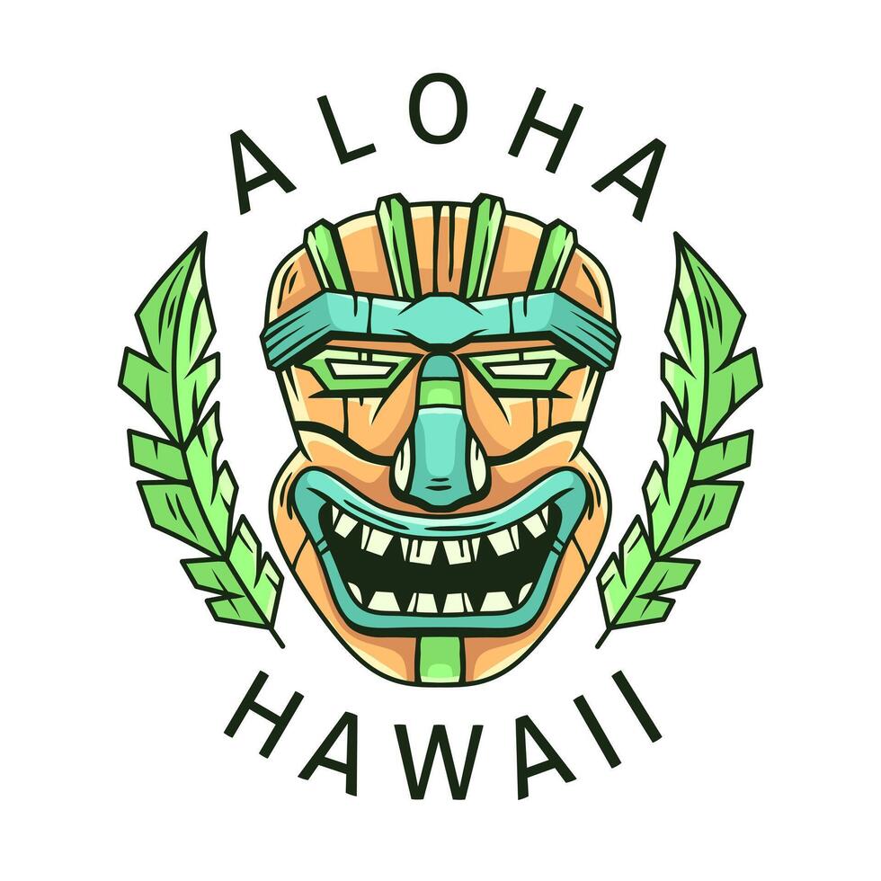 hawaii tiki mask illustration.summer holiday.nice design concept for print vector