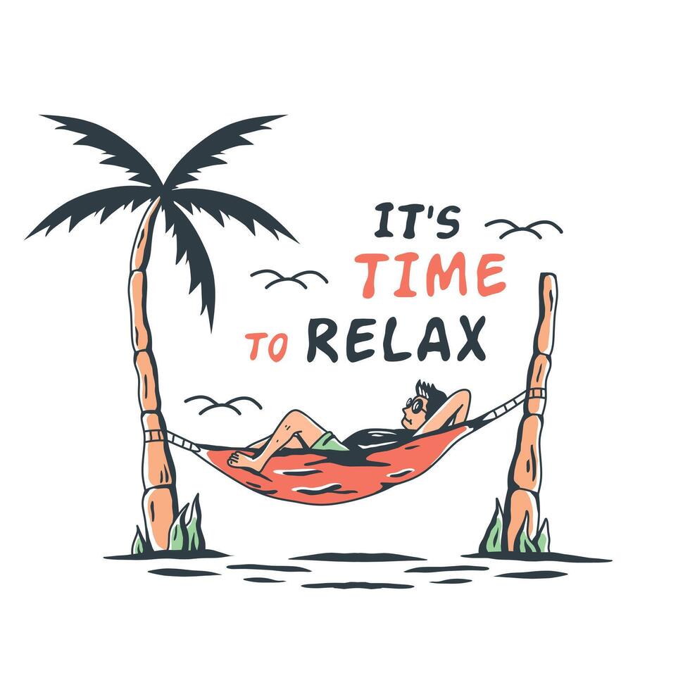 beach holiday design for t-shirts. summer relaxing illustration vector