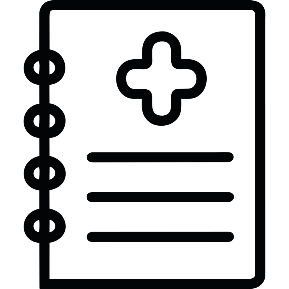 A black and white image of a notebook png
