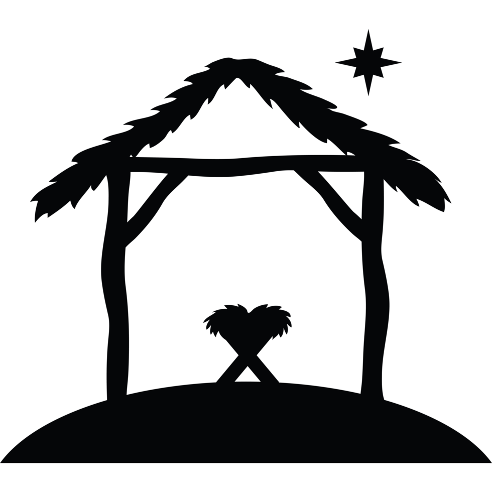 A manger with a star on top of it png