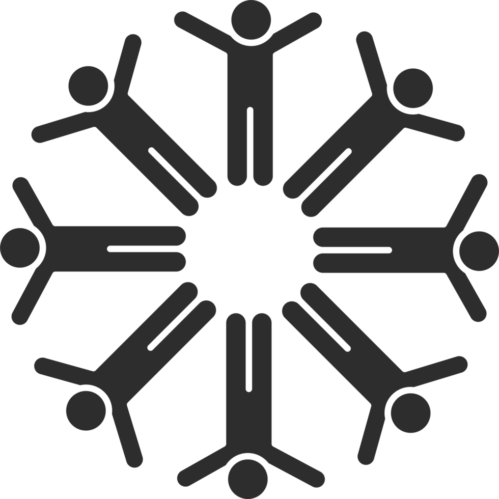 People in a circle with hands raised in the air png