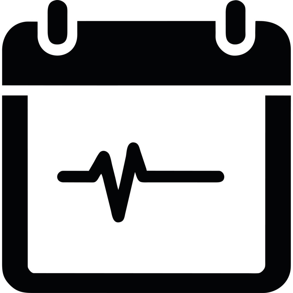 A black calendar with a heartbeat icon png