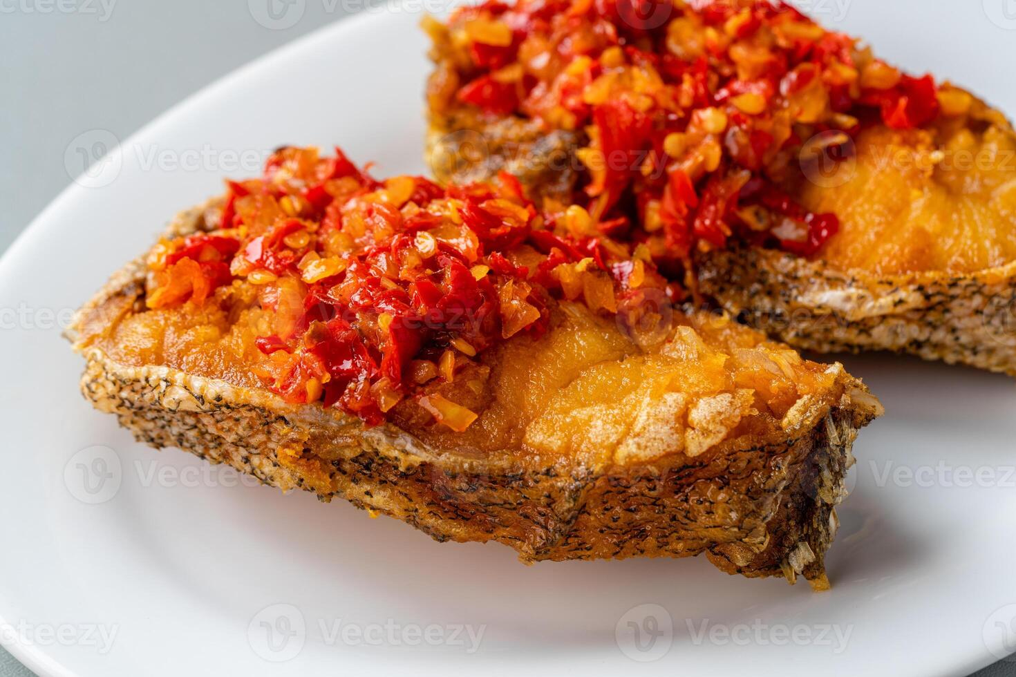 Ikan goreng balado is one of the traditional food from west sumatra, Indonesian. photo