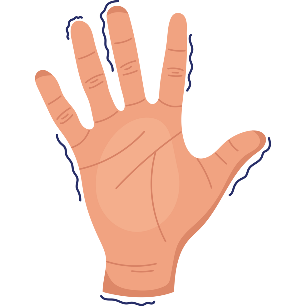A cartoon hand with a blue line on it png