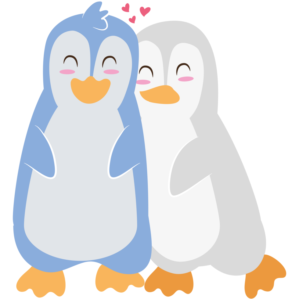 Two penguins are hugging each other png