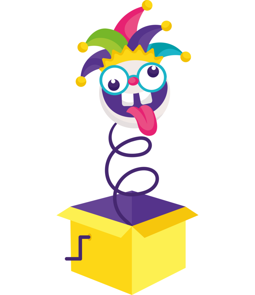 A cartoon clown with a box on top of it png