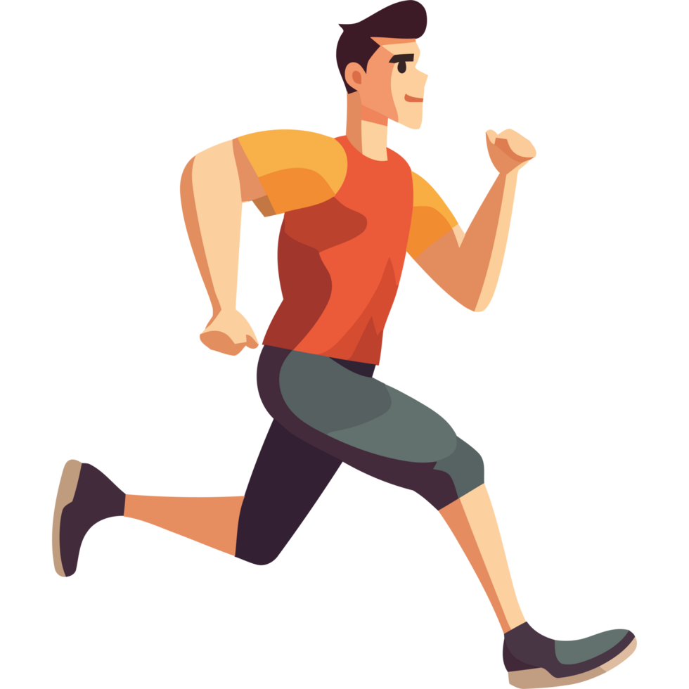 A man is running in a cartoon style png