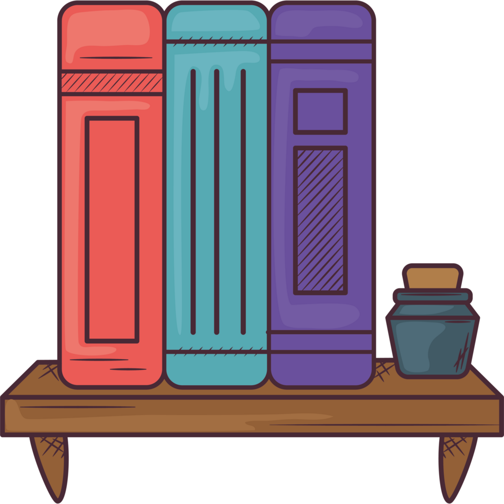 Books on a shelf icon png