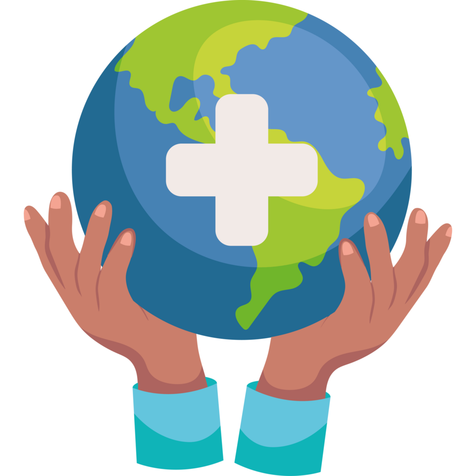 Hands holding a globe with a cross on it png