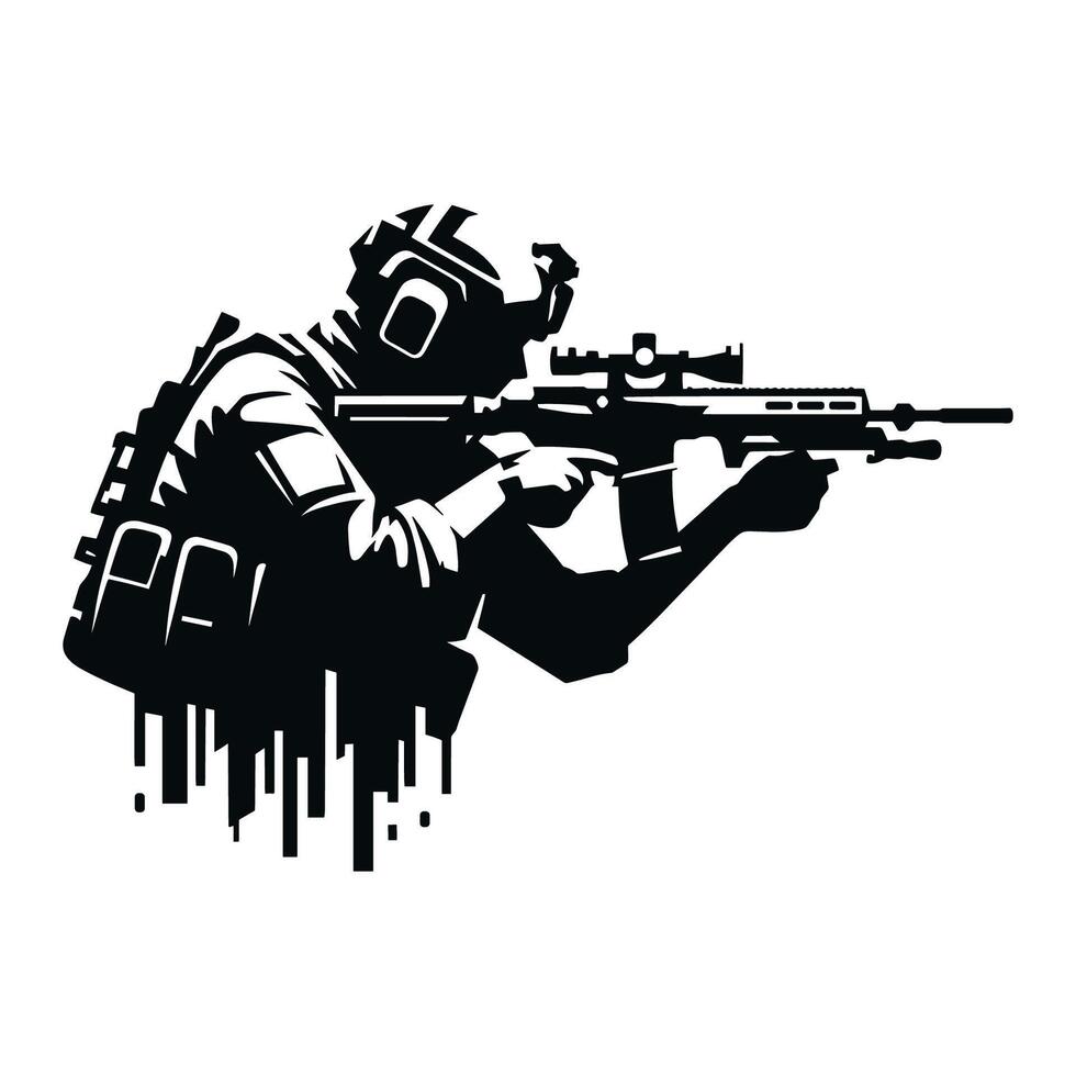 a silhouette of a soldier with a rifle vector