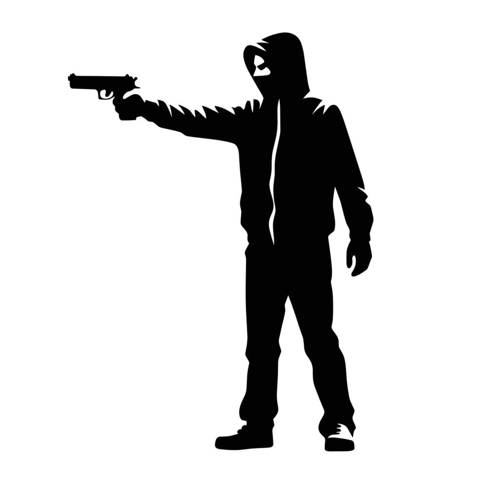 a silhouette of a man with a gun vector