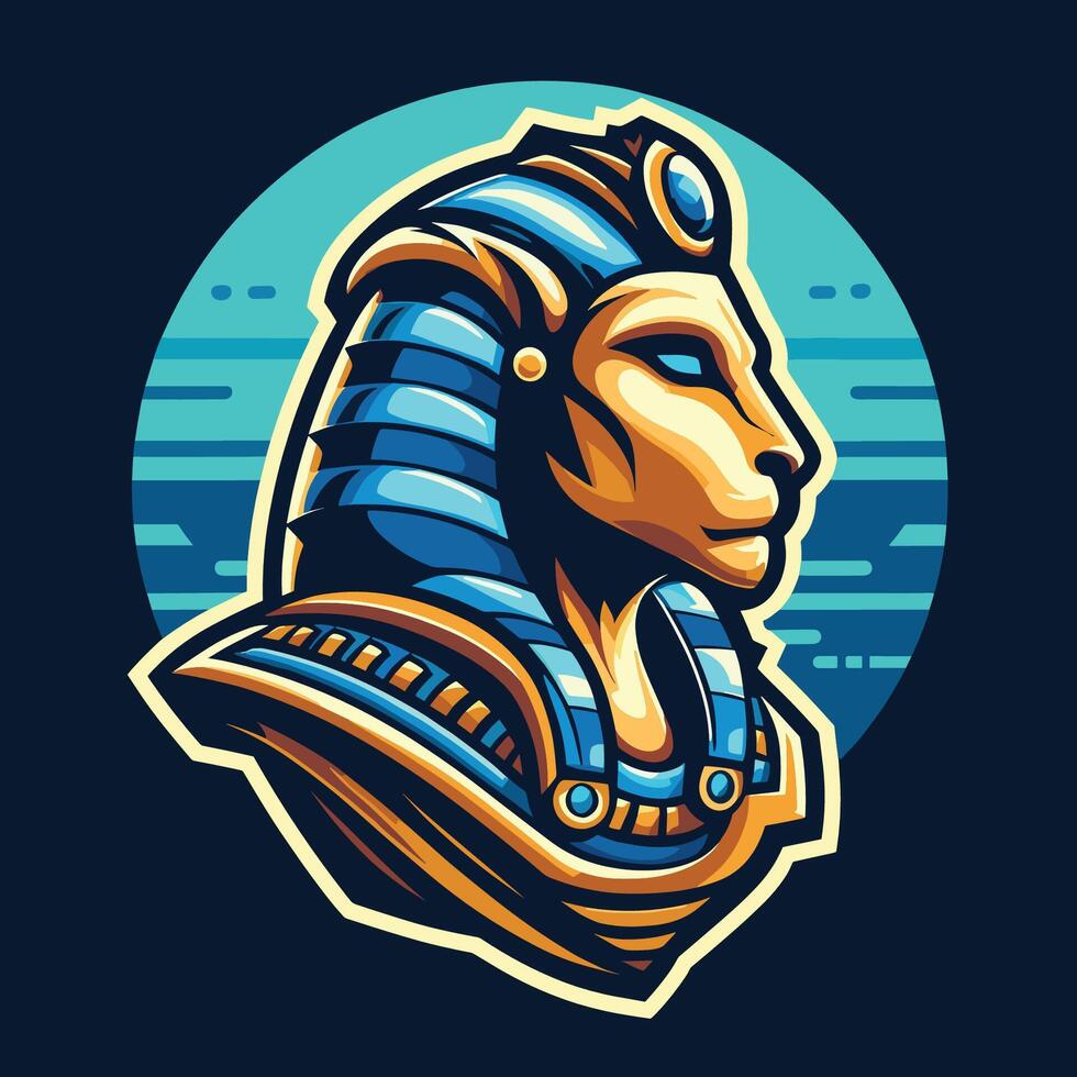 egyptian sphinx head logo design for gaming game e-sport sports team vector