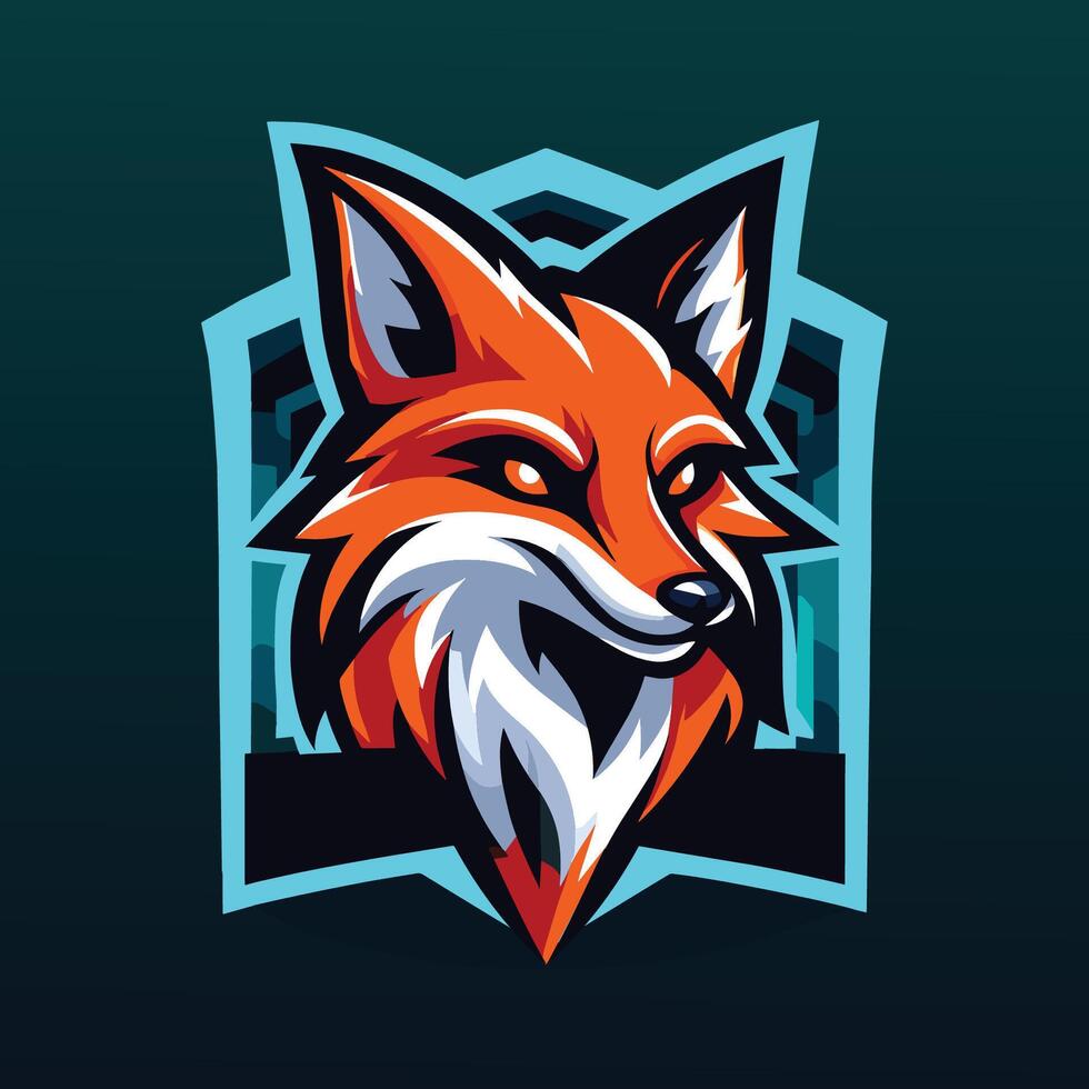 a fox head logo on a dark background gaming game e-sport sports team vector