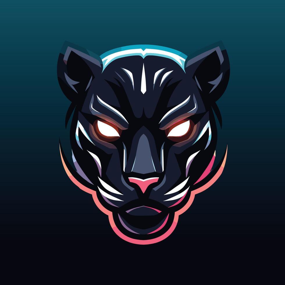 a black panther head with glowing eyes gaming game e-sport sports team logo design vector