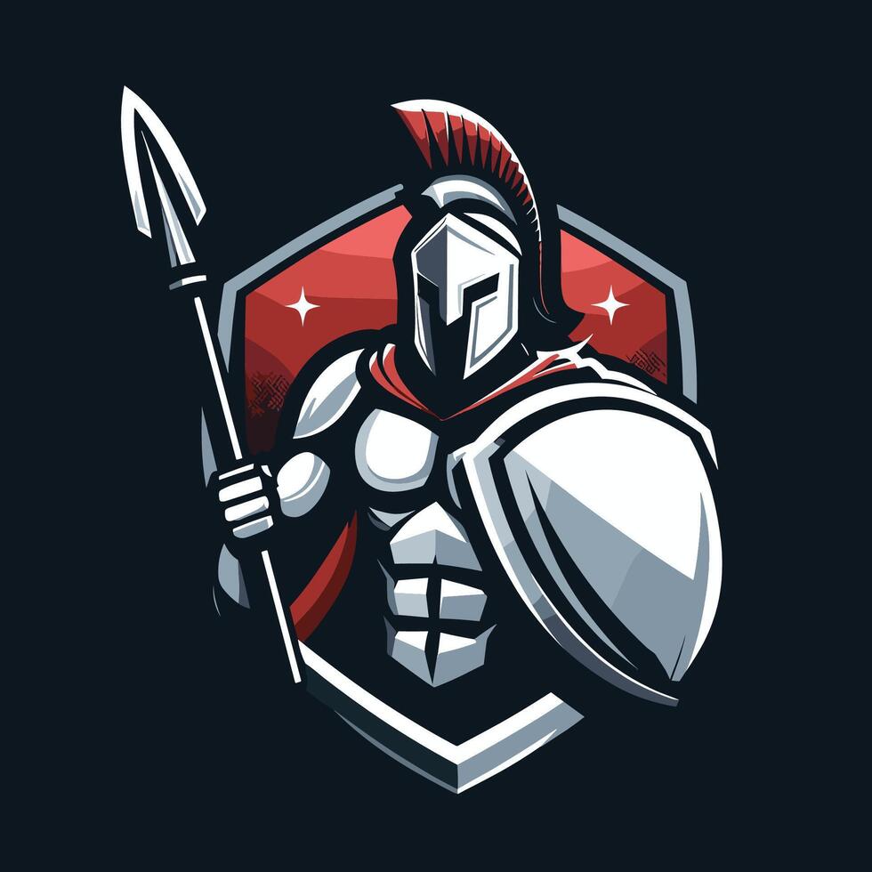 spartan warrior with spear and shield logo gaming game e-sport sports team vector