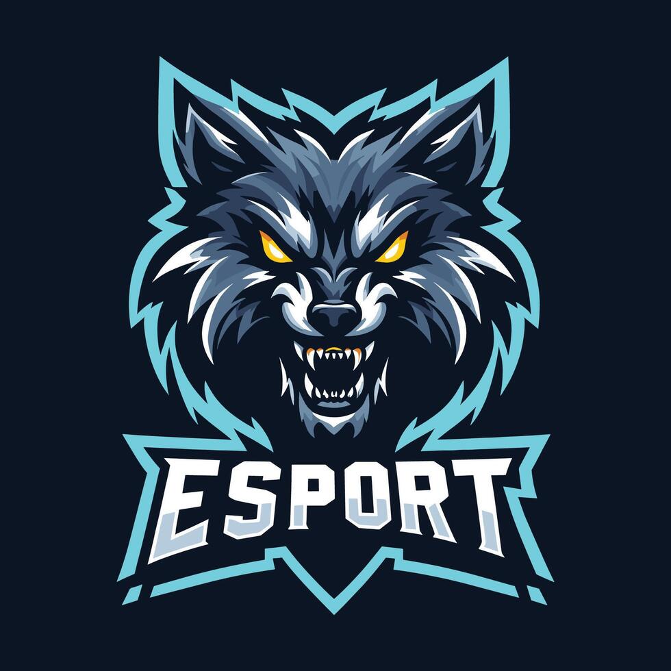 wolf head logo for gaming game e-sport sports team vector