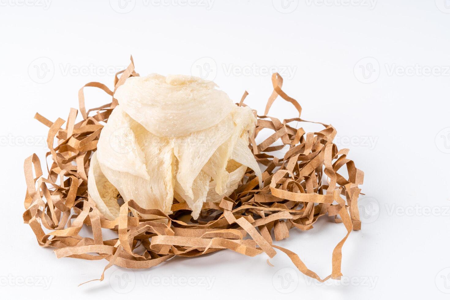 Raw edible birds nest materials for tradition chinese medicine. Swallow nest the traditional chinese delicacy. photo