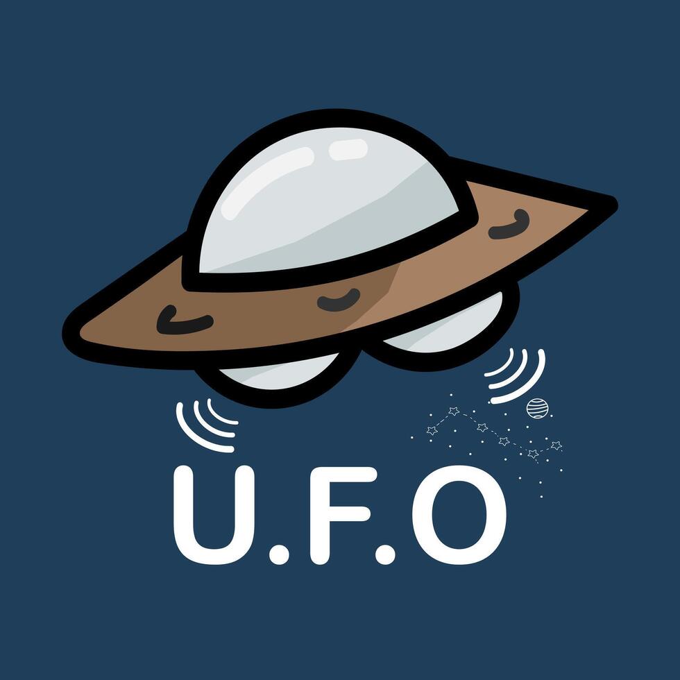 Cartoon hand draw space UFO or alien saucer vector