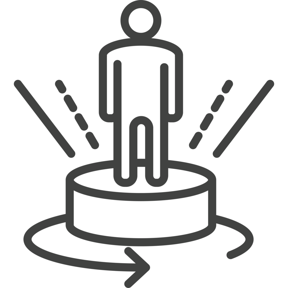 A man standing on a platform with arrows pointing to him png