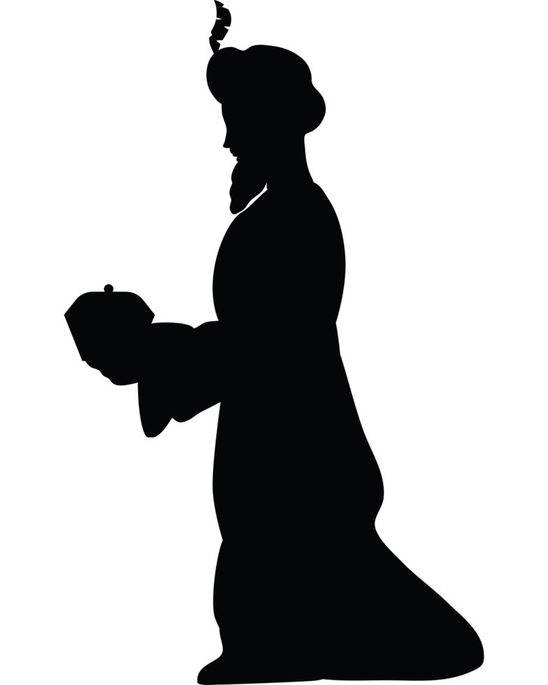 A silhouette of a man holding a book png