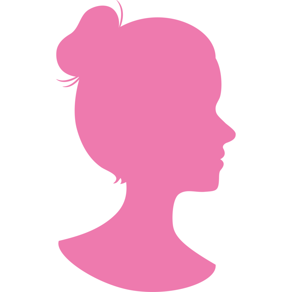 A silhouette of a woman's head in pink png