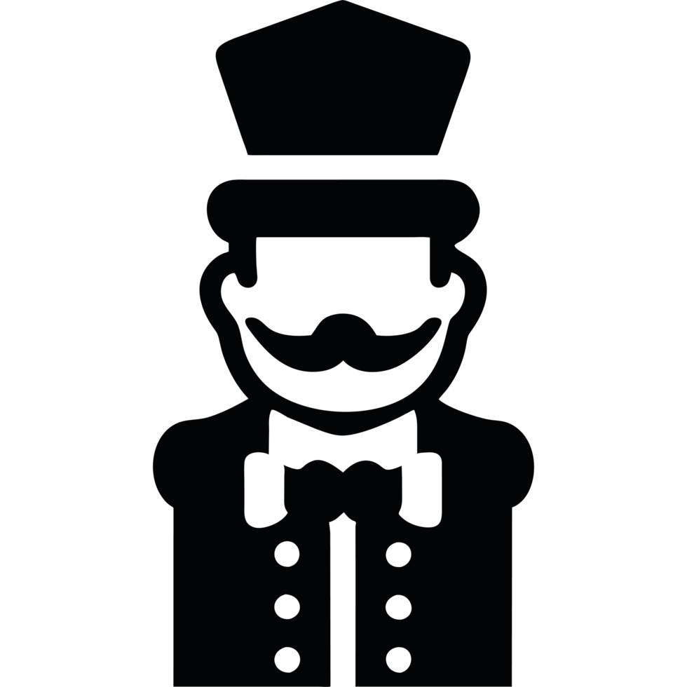 A silhouette of a man in a top hat png