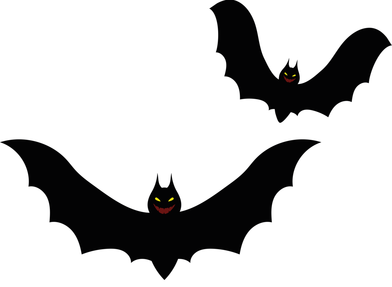 Two bats with glowing eyes are shown in the dark png