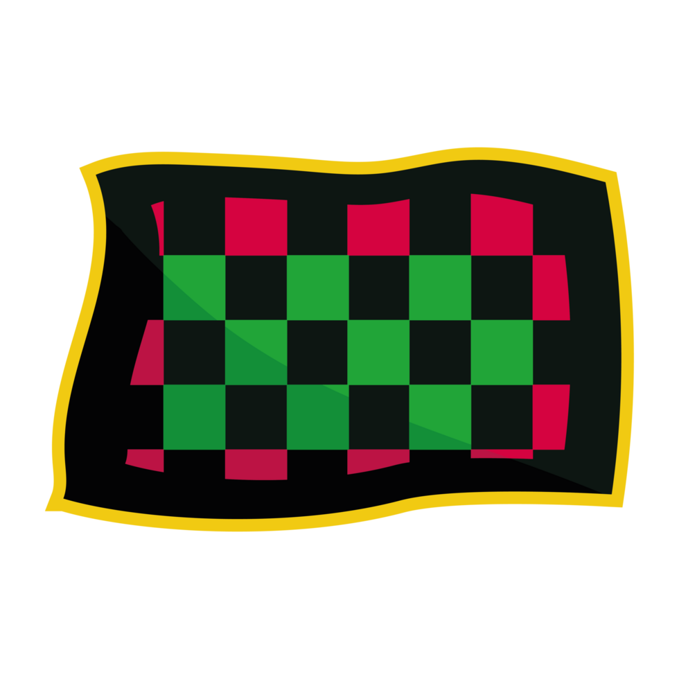 A black and red checkered flag with a yellow border png