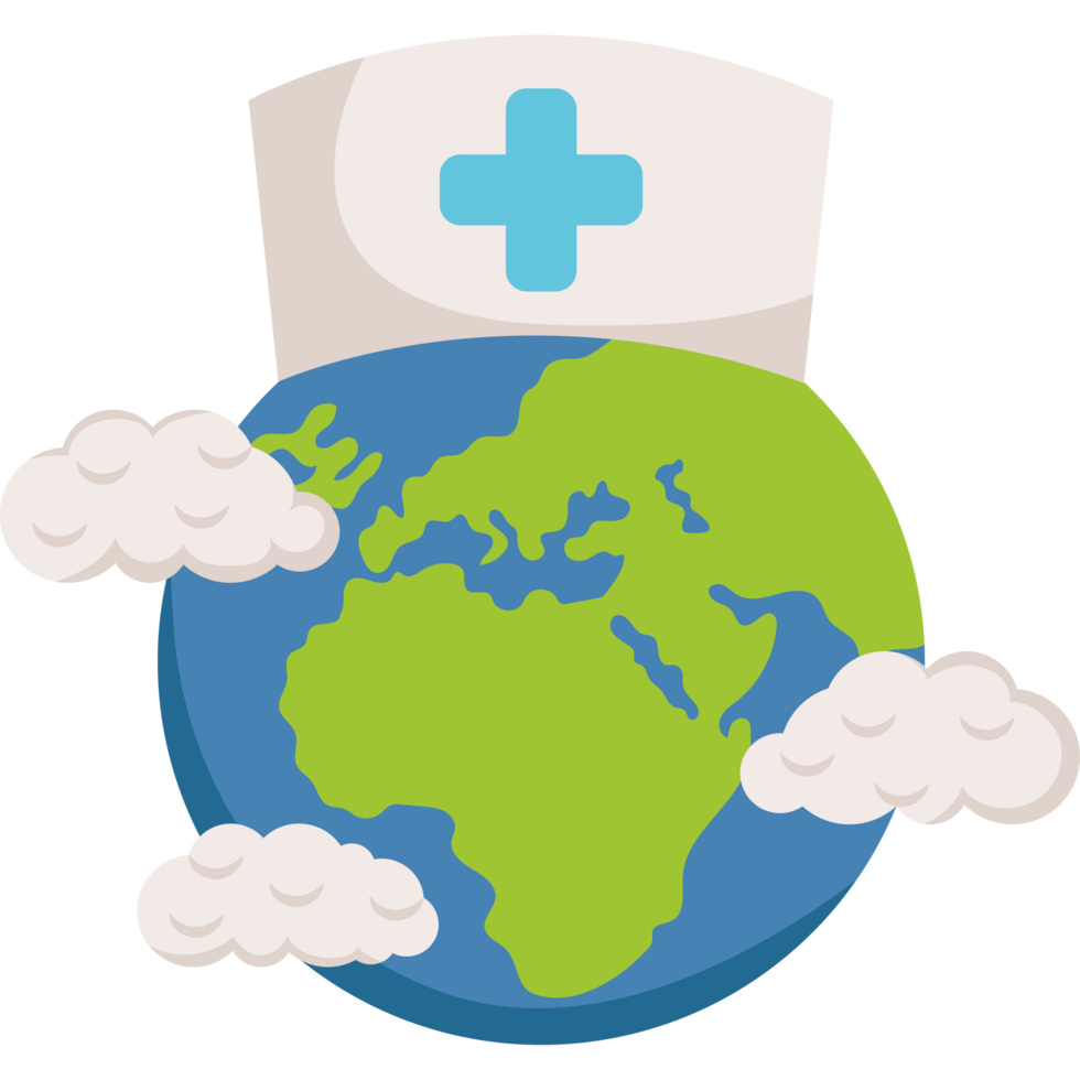A nurse's hat on the earth with clouds png