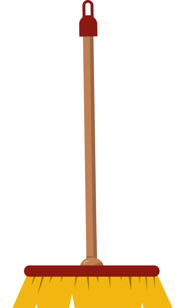 A broom with a yellow handle and a red handle png