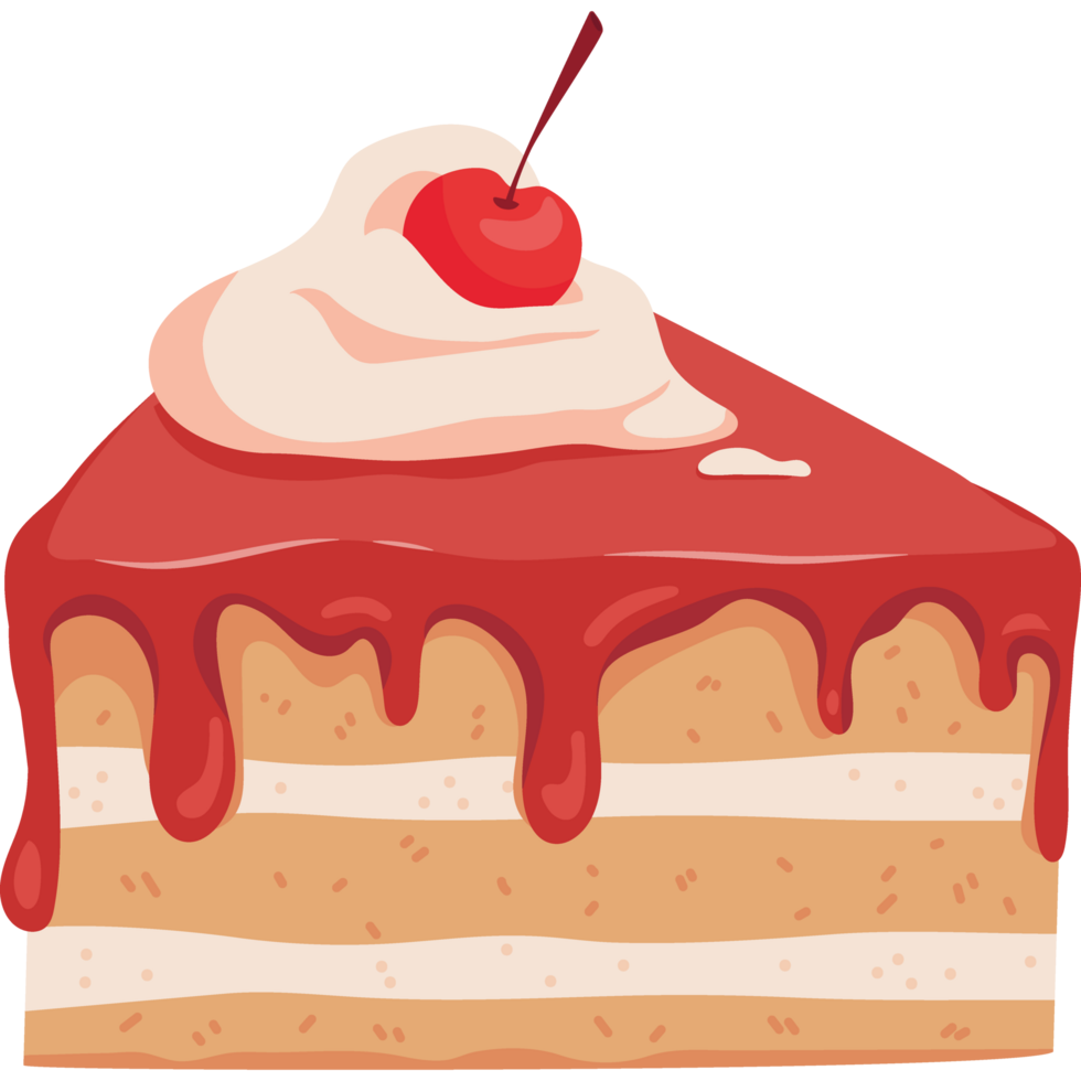 A slice of cake with a cherry on top png