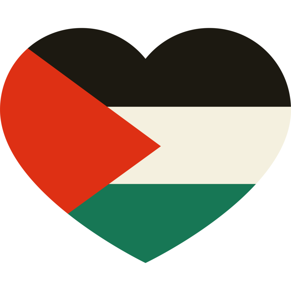 The flag of palestine in a heart shape png