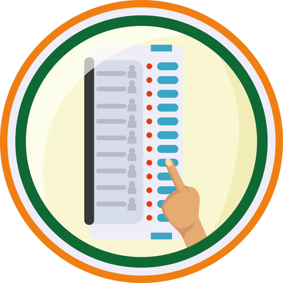 A hand pointing to a voting machine png
