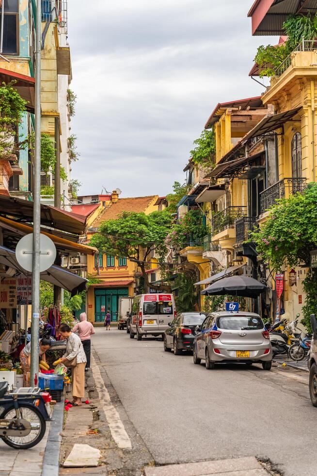 Hanoi, Vietnam - 27 Jun 2024 View Of Street Life And Shops In Hanoi Old Quarter. Walking Street. Ha Noi is the capital of Vietnam. photo