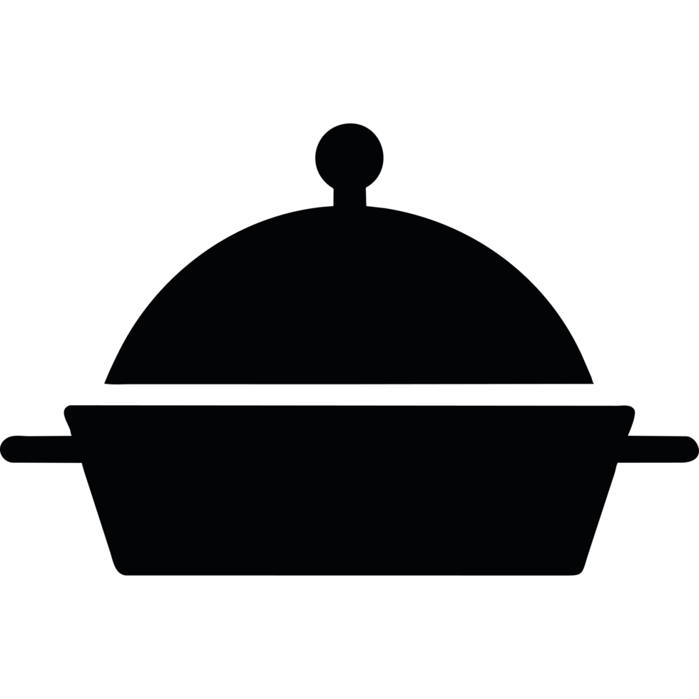 A black and white image of a casserole png