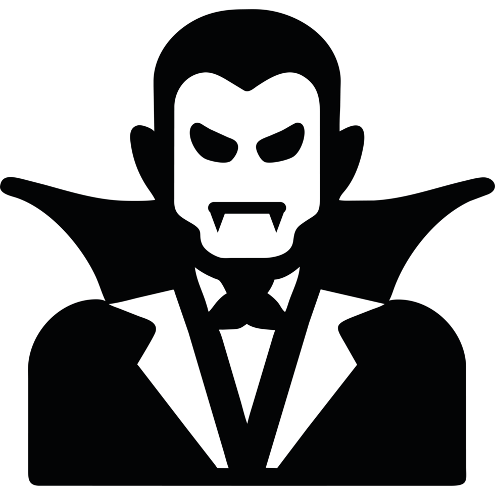 A black silhouette of a vampire with a black suit png