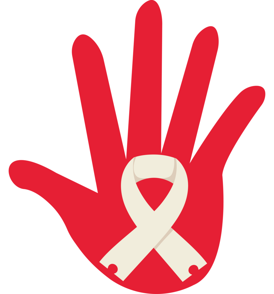 A hand with a white ribbon on it png