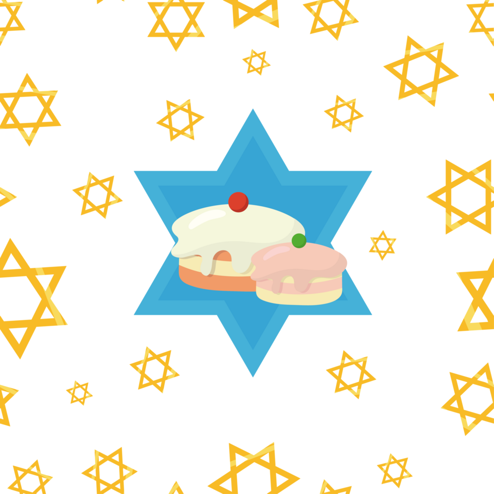 Jewish star of david with cake and stars png