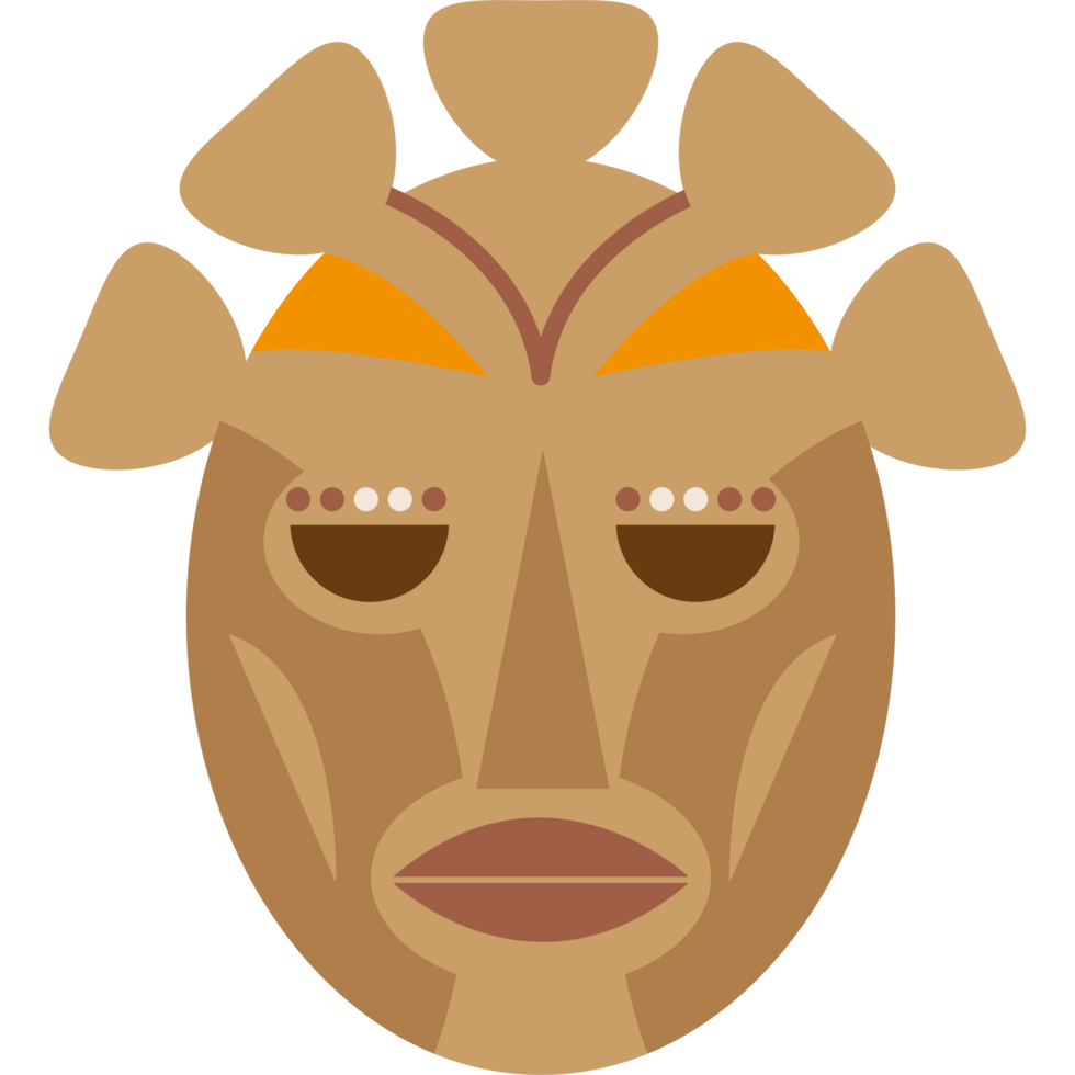 A cartoon mask with a brown and orange design png